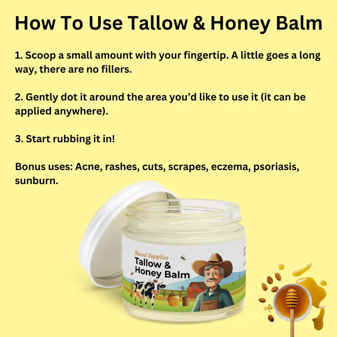 Tallow & Honey Balm Moisturizer Face Cream All Purpose Grass Fed Beef